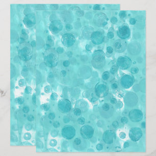 Aquamarine türkisfarbene Blasen auf weißem Scrapbo