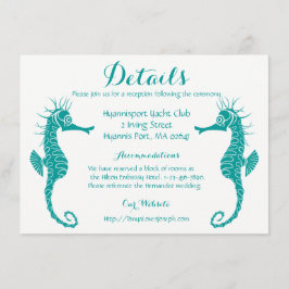 Aquamarine türkisfarbene Details Seepferd Beach Ho Begleitkarte