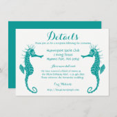 Aquamarine türkisfarbene Details Seepferd Beach Ho Begleitkarte (Vorne/Hinten)