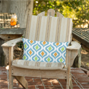 Aquamarine türkisfarbene Orange Lime Green Ikat D Kissen Für Draußen