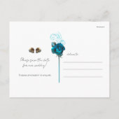 Aquamarine türkisfarbene Rose Skulls Gotisch Save  Ankündigungspostkarte (Rückseite)