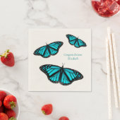 aquamarine türkisfarbene Schmetterlinge personalis Serviette (Beispiel)