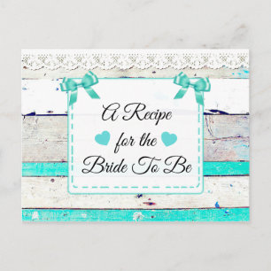 Aquamarine Türkiswulst Rustikale Holzrezeptkarte Postkarte