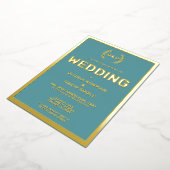Aquamarine Typografie Wedding Real Gold Folieneinladung (Gedreht)