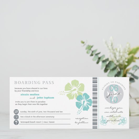 Aquamarine u. Limone Einladung (Stehend Vorderseite)