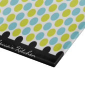 Aquamarine u. Limone grüne Polka-Punkte Schneidebrett (Ecke)