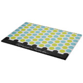 Aquamarine u. Limone grüne Polka-Punkte Schneidebrett (Ecke)