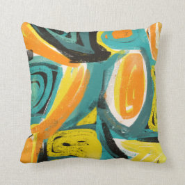 Aquamarine u. orange abstrakte moderne kissen