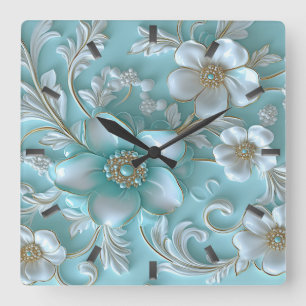 Aquamarine Uhr an der Wand