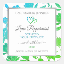 Aquamarine Umweltzeichen für Blumenprodukte Quadratischer Aufkleber