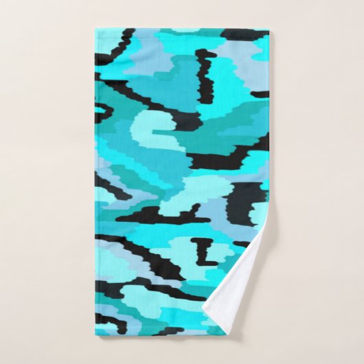 Aquamarine und Abstrakte Schwarzweißdrucke Badhandtuch Set (Handtuch)