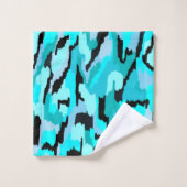 Aquamarine und Abstrakte Schwarzweißdrucke Badhandtuch Set (Waschlappen)