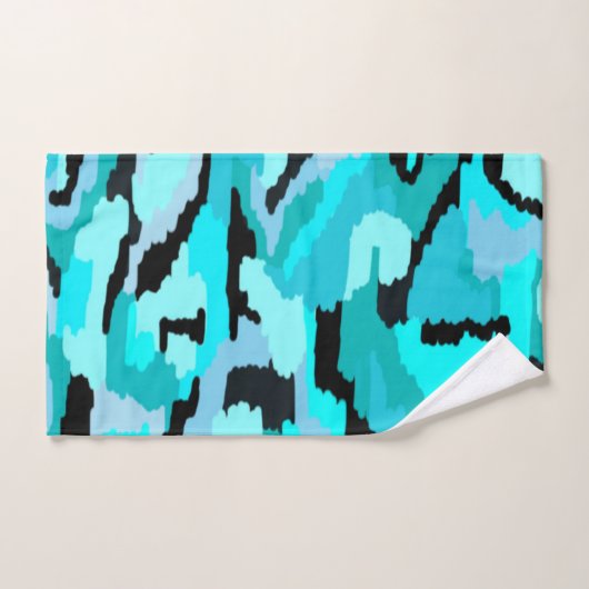 Aquamarine und Abstrakte Schwarzweißdrucke Badhandtuch Set (Handtuch)