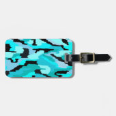 Aquamarine und Abstrakte Schwarzweißdrucke Gepäckanhänger (Vorderseite horizontal)