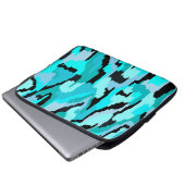 Aquamarine und Abstrakte Schwarzweißdrucke Laptopschutzhülle (Vorne Knopf)