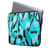 Aquamarine und Abstrakte Schwarzweißdrucke Laptopschutzhülle (Vorderseite Links)