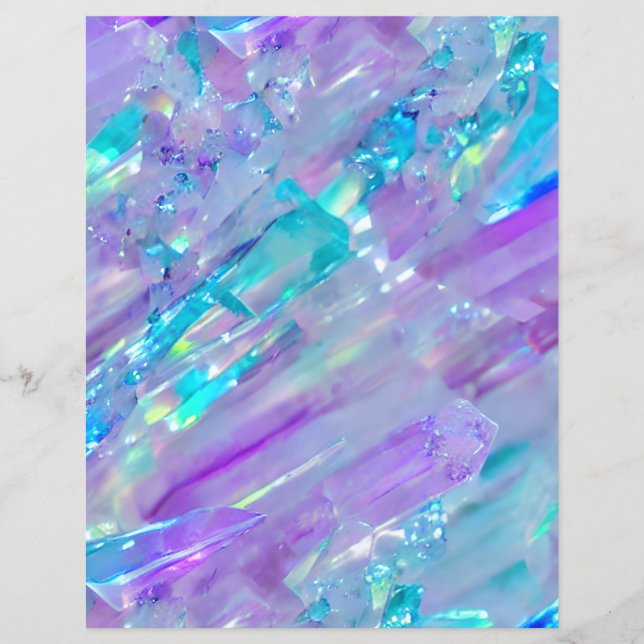 Aquamarine und Amethyst Crystal Scrapbook Paper (Vorderseite)