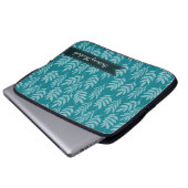 Aquamarine und Aqua Elegante Blätter Muster mit Na Laptopschutzhülle (Vorne Knopf)