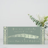 Aquamarine und arabische Einladung zur Hochzeit (Stehend Vorderseite)