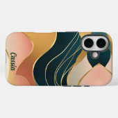 Aquamarine und Bio Formen aus Gold und Rose Case-Mate iPhone Hülle (Rückseite (Horizontal))