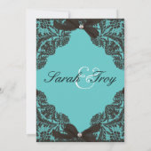Aquamarine und Black Lace Hochzeit Einladung (Rückseite)
