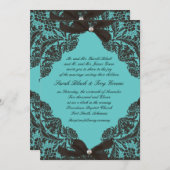 Aquamarine und Black Lace Hochzeit Einladung (Vorne/Hinten)