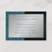 Aquamarine und Black Quinceanera Empfang Card Begleitkarte (Rückseite)