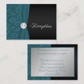 Aquamarine und Black Quinceanera Empfang Card Begleitkarte (Vorne/Hinten)