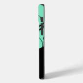Aquamarine und Black Scroll Accent Personal Case-Mate iPhone Hülle (Rückseite / Links)