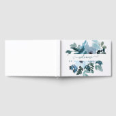 Aquamarine und blaue Aquarellblumen personalisiert Gästebuch (Voll)