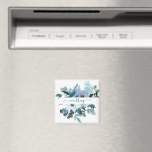 Aquamarine und blaue Aquarellblumen personalisiert Magnet (In Situ (Geschirrspüler))