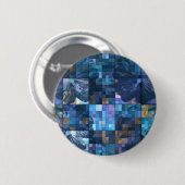 Aquamarine und blaue Blume Button (Vorne & Hinten)