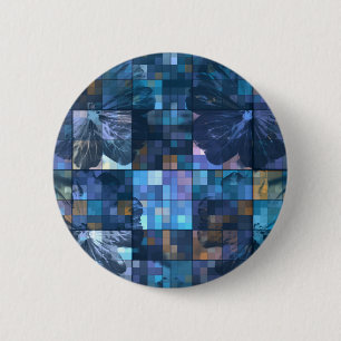 Aquamarine und blaue Blume Button