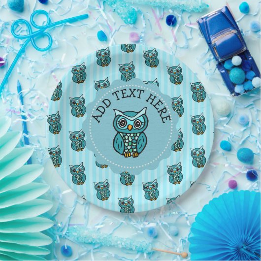 Aquamarine und blaue Eule Pappteller (Party)