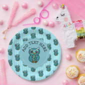 Aquamarine und blaue Eule Pappteller (Party)