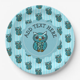 Aquamarine und blaue Eule Pappteller