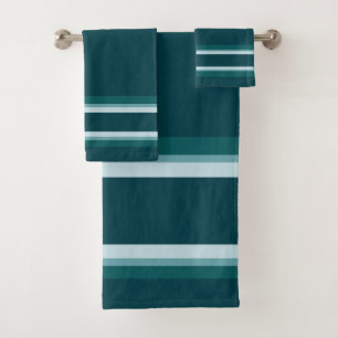 Aquamarine und blaue Farbschemata mit Strickgrenze Badhandtuch Set