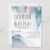 Aquamarine und blaue Rose Moderne Fluid Tinte Einl Einladung (Vorderseite)