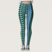 Aquamarine und blaue Trippy Stripes Cool Psychedel Leggings (Vorderseite)