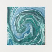 Aquamarine und blaue türkisfarbene Wirbel Wandteppich (Vorderseite (Horizontal))