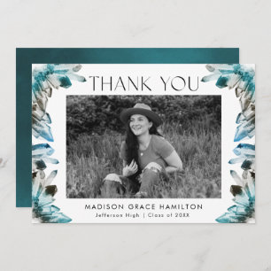 Aquamarine und blaue Wasserfarben Kristalle Foto A Dankeskarte