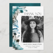 Aquamarine und blaue Wasserfarben Kristalle Foto A Dankeskarte (Vorne/Hinten)