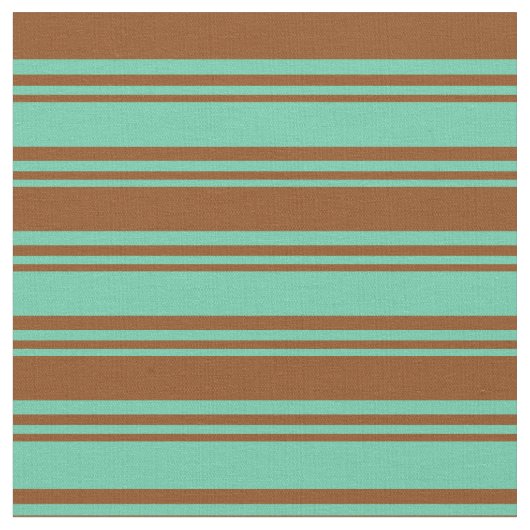 Aquamarine und braunes Muster Stoff (Nahaufnahme)