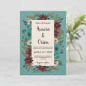 aquamarine und burgundische Einladungen (Stehend Vorderseite)