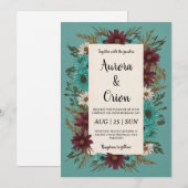 aquamarine und burgundische Einladungen (Vorne/Hinten)