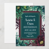 aquamarine und burgundische Einladungen (Vorne/Hinten)