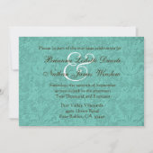 Aquamarine und Cinammon Damask Bow Wedding Templat Einladung (Rückseite)