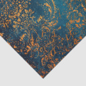 Aquamarine und Copper Patina Calligraphy Seidenpapier (Detail)