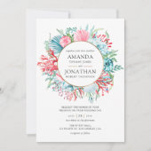 Aquamarine und Coral Summer Beach Hochzeit Einladung (Vorderseite)