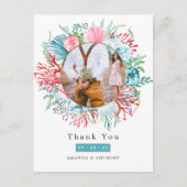 Aquamarine und Coral Summer Beach Hochzeit Postkar Postkarte (Vorderseite)